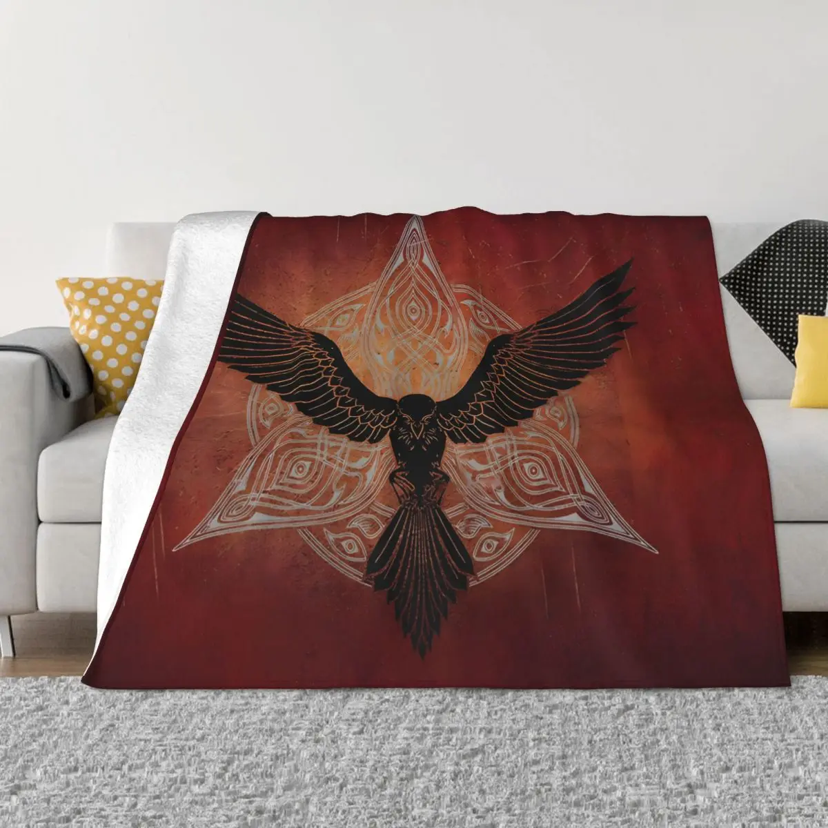 Viking Blanket Flannel Spring Autumn Raven Warm Throws For Winter Bedding