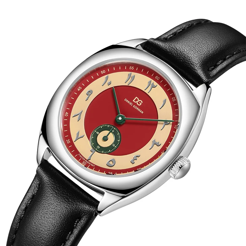 Lovers DG9520 Elegant Arabic Quartz Watches Black Genuine Leather Strap 5 ATM Waterproof Ladies Wristwatch Couple Watch