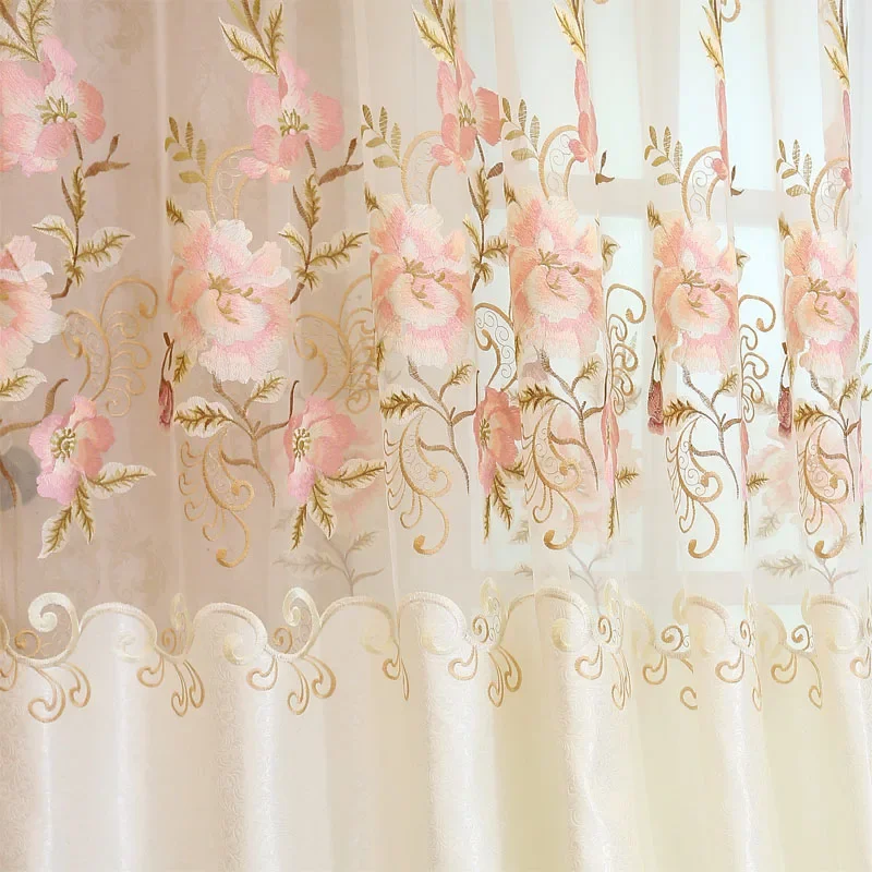 Klassische französische Fenstervorhänge für Schlafzimmer, hochwertige europäische Luxus-elegante bestickte Vorhänge für das Wohnzimmer – Detail 3