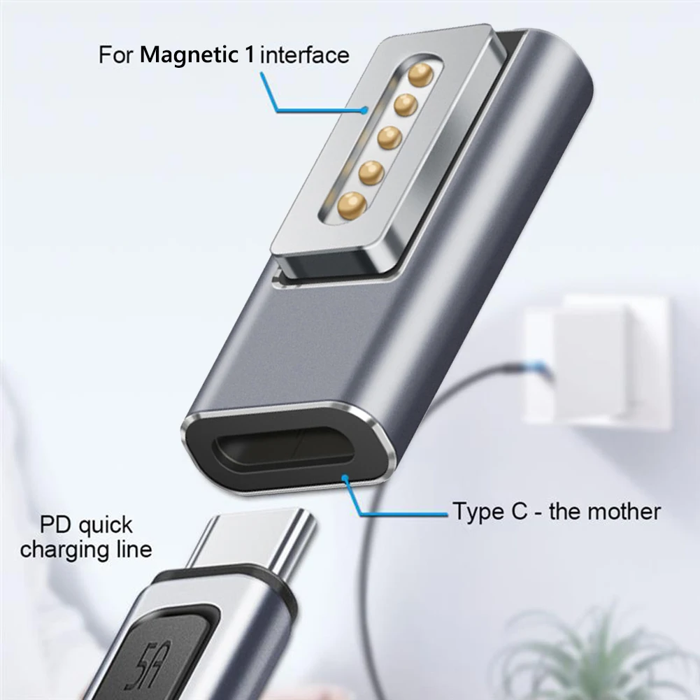 Adattatore da 5 A PD tipo C femmina a magnetico per computer notebook MacBook Air/Pro
