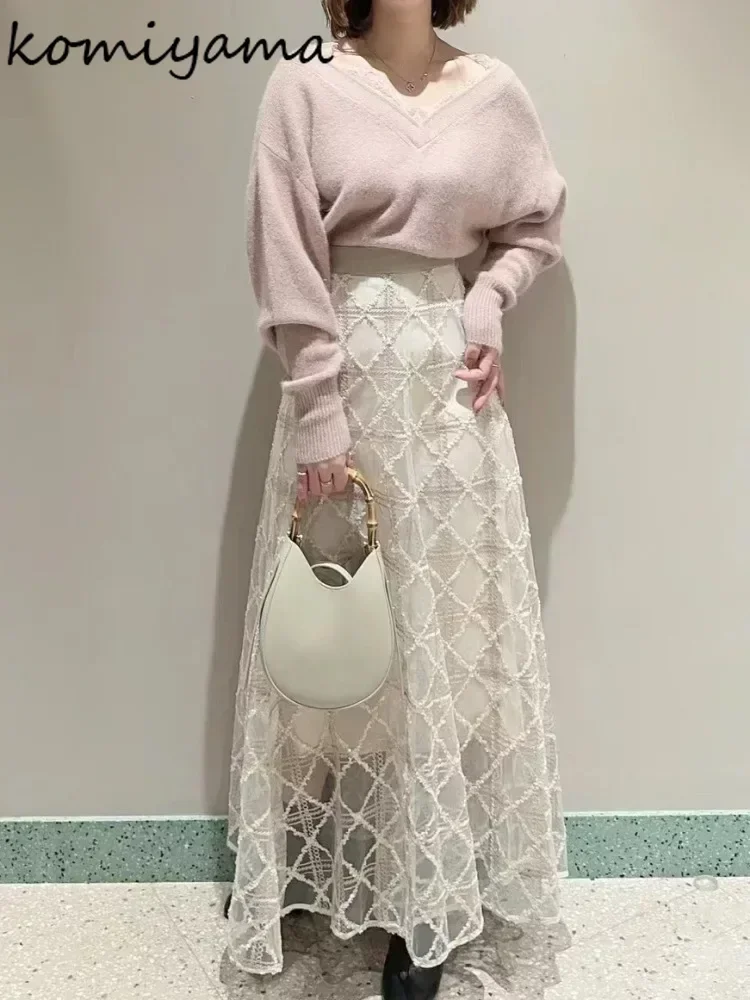 Jupe taille haute brodée à carreaux japonais pour femmes, jupes Tyys, vêtements élégants, printemps, 2024