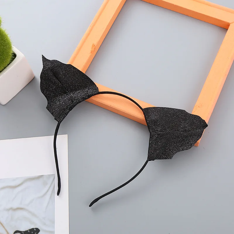 عصابة رأس سوداء على شكل أذن الخفافيش للأولاد والبنات لحفلات الهالوين، أغطية رأس لطيفة لمهرجان الأشباح