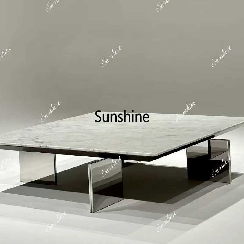 

Light luxury living room luxury stone coffee table Italian minimalist natural marble square coffee table
