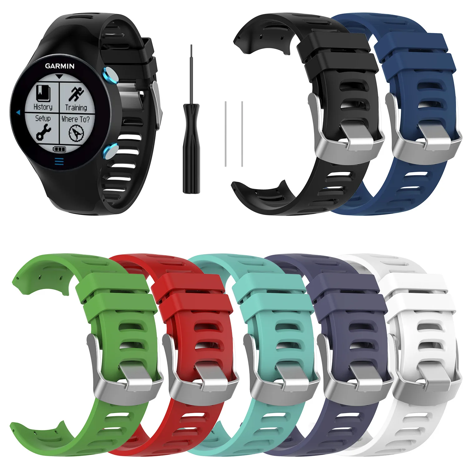 أشرطة بديلة Muovrto لـ Garmin Approach S3، حزام ساعة رياضي من السيليكون لـ Garmin Forerunner 610