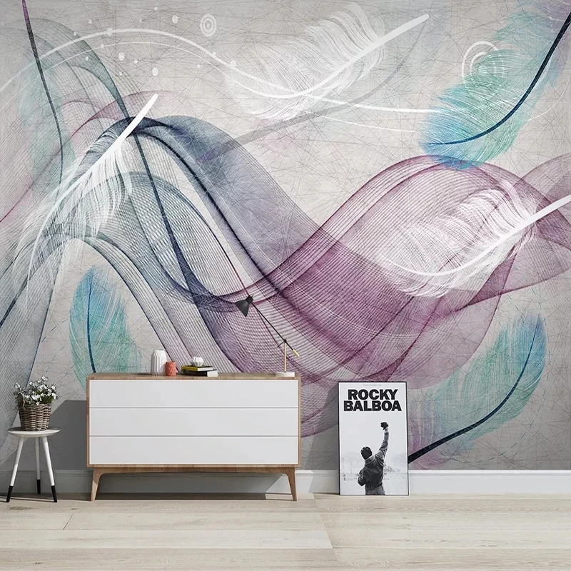 Custom Modern Abstract Art Wallpaper 3D Colorful Feather Line Mural Living room sofa TV background wall bedroom restaurant Hotel