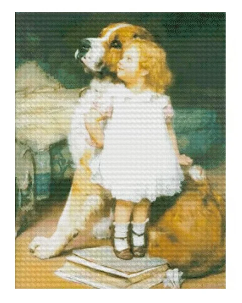 

Girl and Dog sewing kit 18CT 16CT 14CT Unprinted Cross Stitch Kits Embroidery Art DIY Handmade Needlework Home Decor