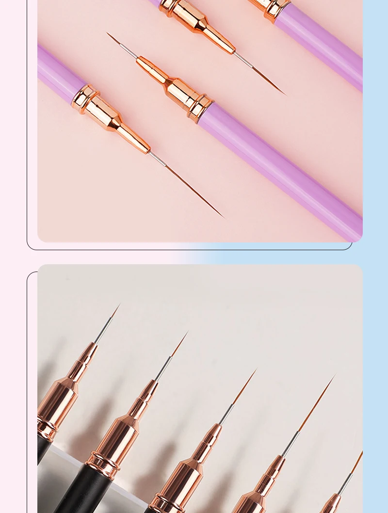 5 stücke Nail art Liner Pinsel Set UV Gel Nagel Pinsel Kits Französisch Streifen Linie Malerei Zeichnung Blume Stift Professionelle maniküre Werkzeug – Detail 8