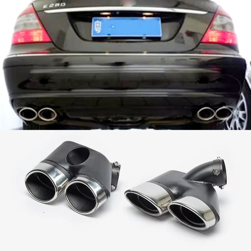 Stainless Steel Exhaust Pipe Tail Throat Bilateral Four-Out Muffler Car Accessory for Mercedes-Benz W211 E260 E240