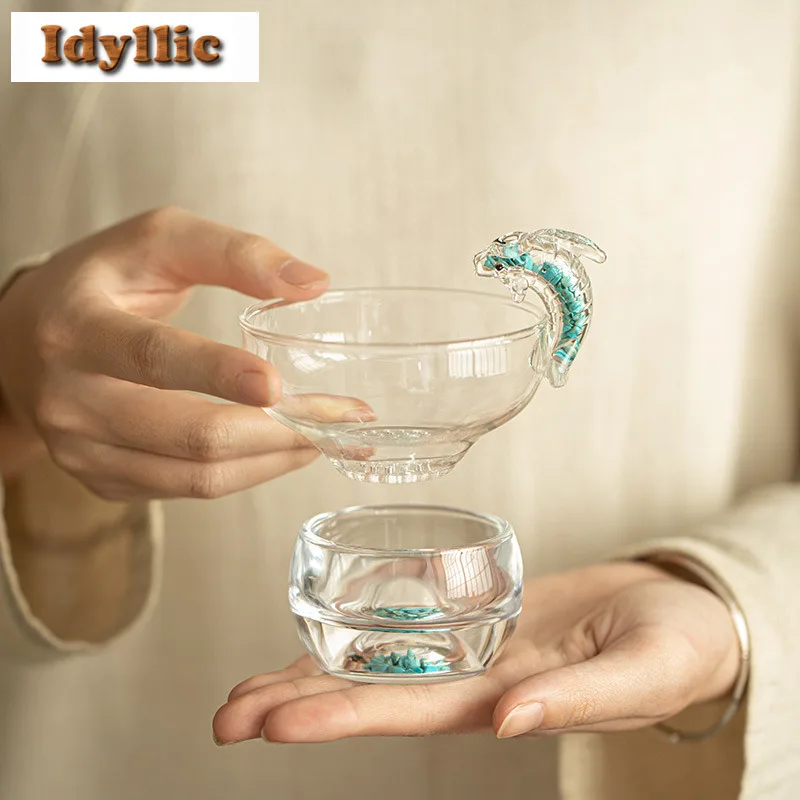 

Crystal Glass Turquoise Dolphin Tea Separator Infusor Ancient Tea Strainer Dispenser Tea Maker Tea Filter Teaware Decoration