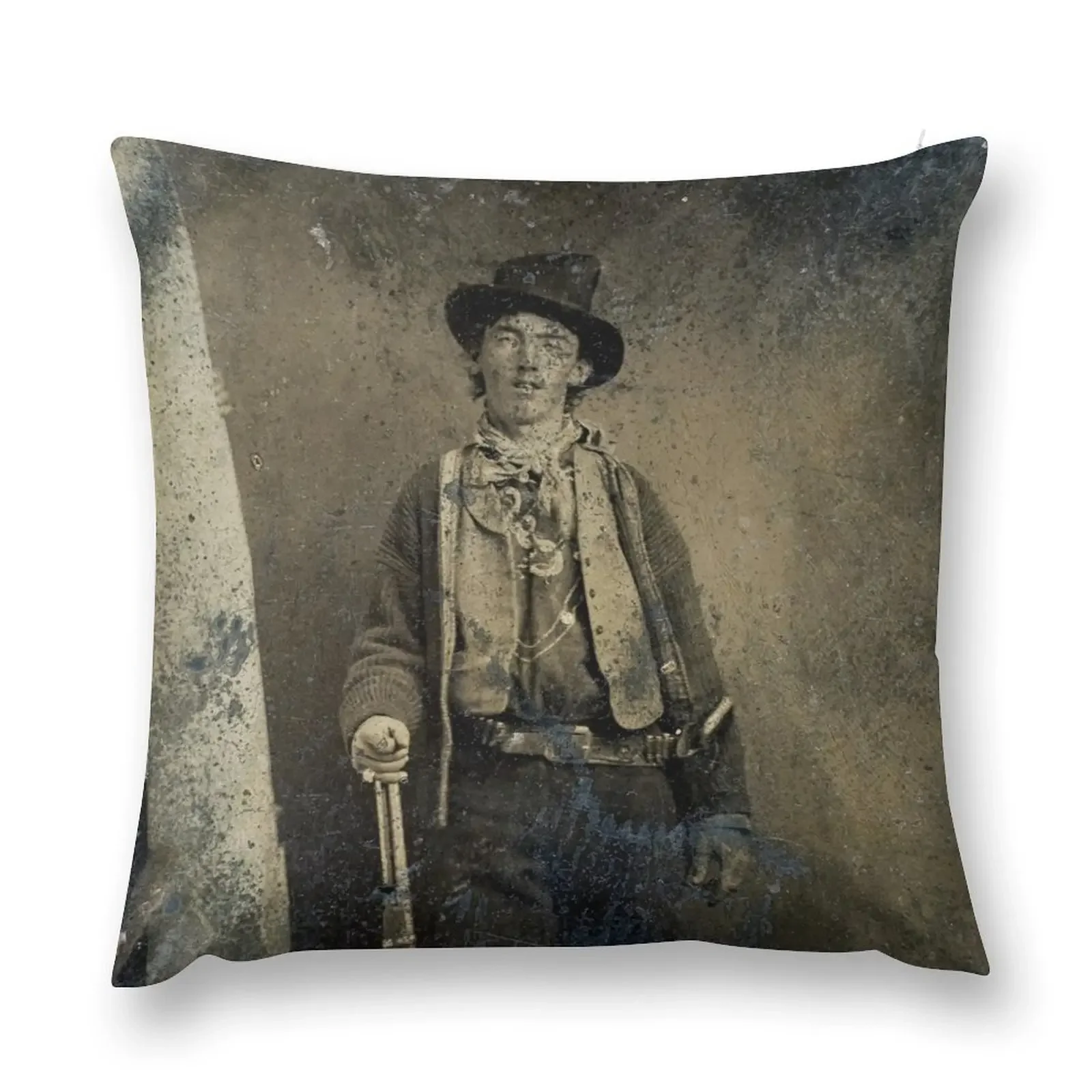 The only surviving authenticated portrait of Billy the Kid (1880) Throw Pillow pillow cover luxury Couch Cushions pillow