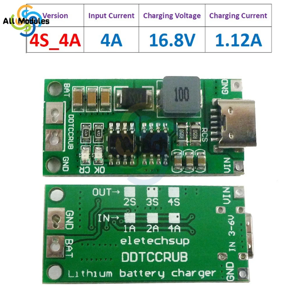 DIY 21700 3.7V 18650 Lithium Battery Step-Up Boost LiPo Polymer Li-Ion Charger Multi-Cell 2S 3S 4S 5V Type-C To 8.4V 12.6V 16.8V