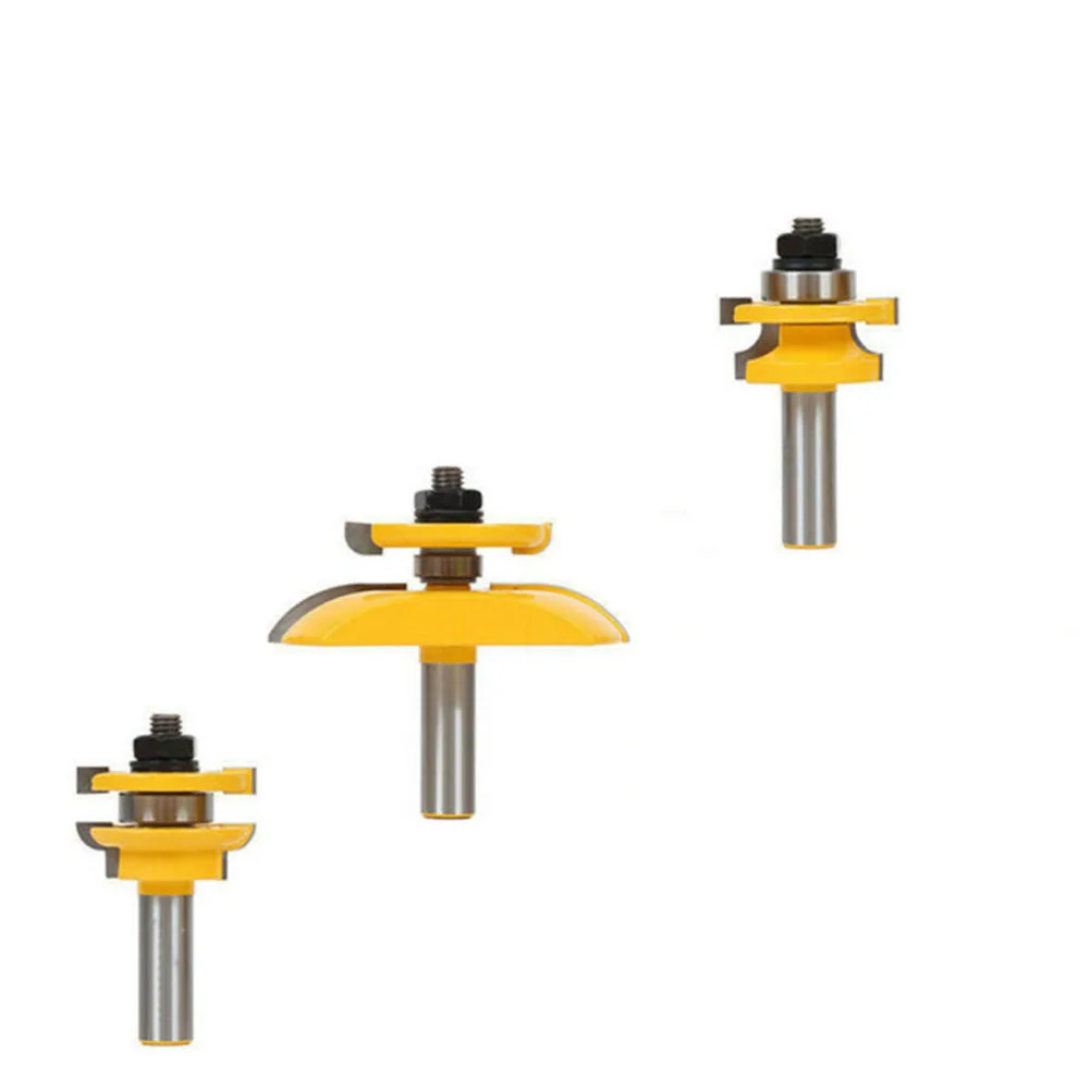 

3pcs Round Over 3 Bit Cabinet Door Router Bit Set - 1/2" Shank Cemented Carbide 12000 Speed For Heat Resistant Coating