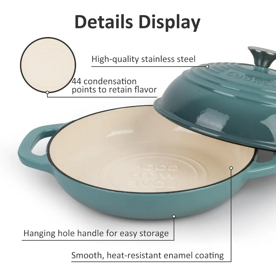 فرن هولندي من الحديد الزهر المطلي بالمينا مع غطاء وعاء خبز غير لاصق للخبز والطهاق أدوات طهي خزفي مقاومة للفرن شديدة التحمل