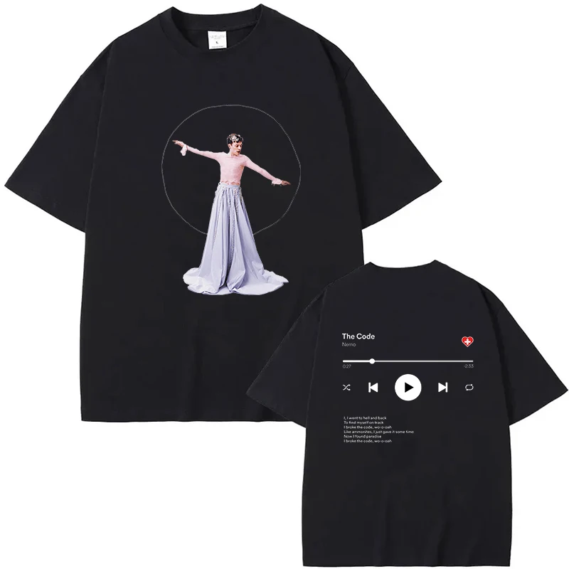 Nemo 2024 Eurovision trophy Winner Print T Shirt Men Women Summer Short Sleeve The Code T-shirts Unisex Cute Tops Streetwear