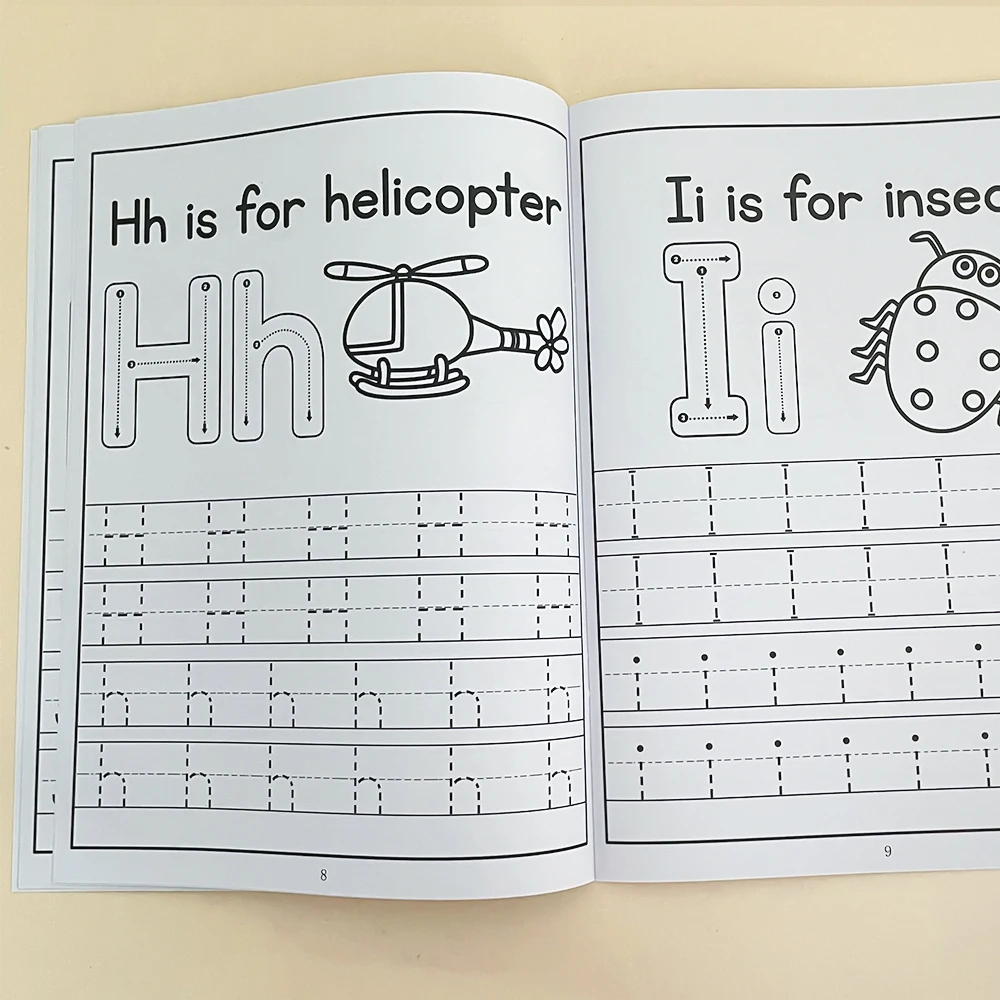 Cartes de traçage A-Z, cahier d'exercices d'écriture et de coloriage majuscules et minuscules, apprentissage de l'anglais préscolaire Montessori