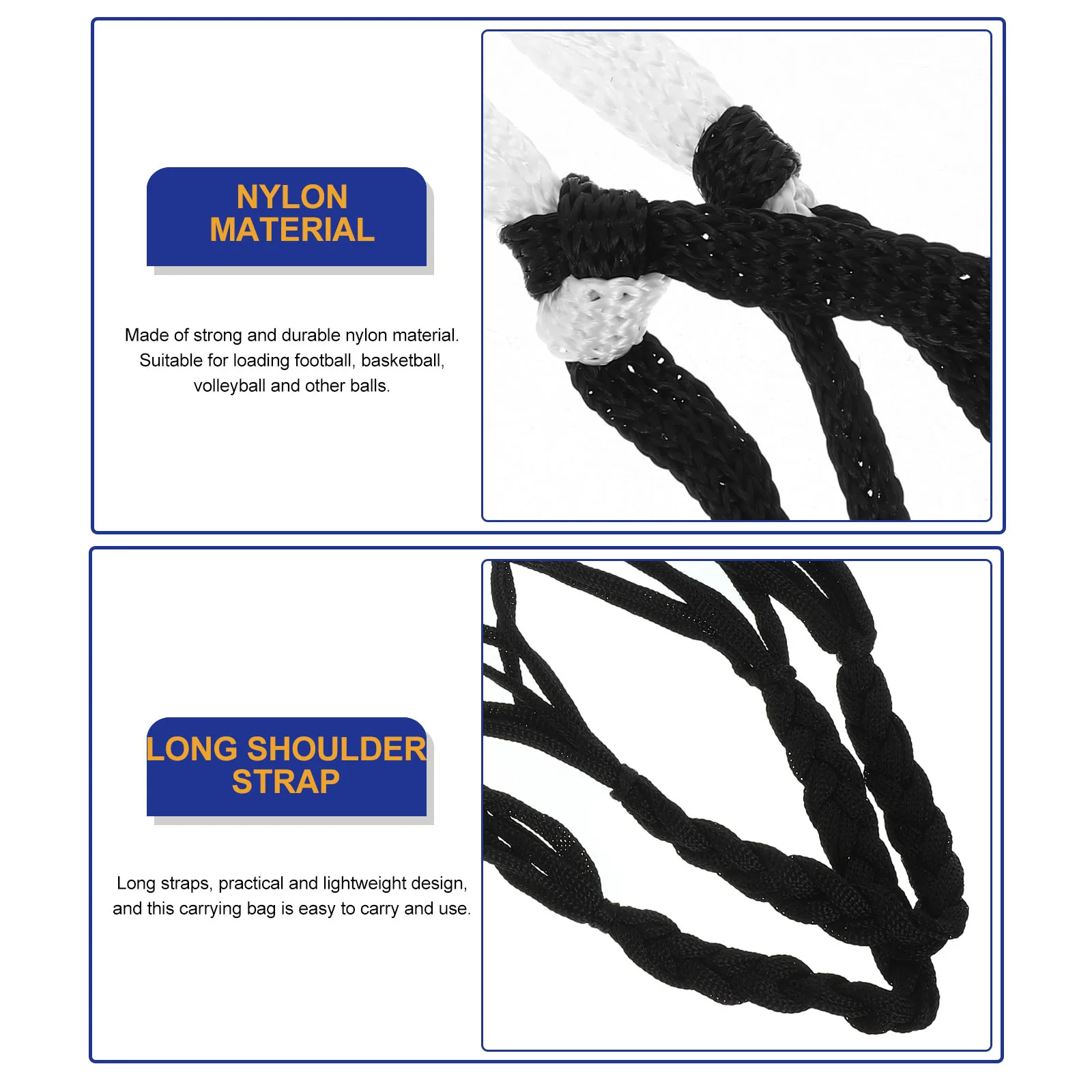 

2pcs Basketball Net Bag Durable Nylon Mesh Sports Ball Carrier Bag Adjustable Straps Multi-Function Storage For Football