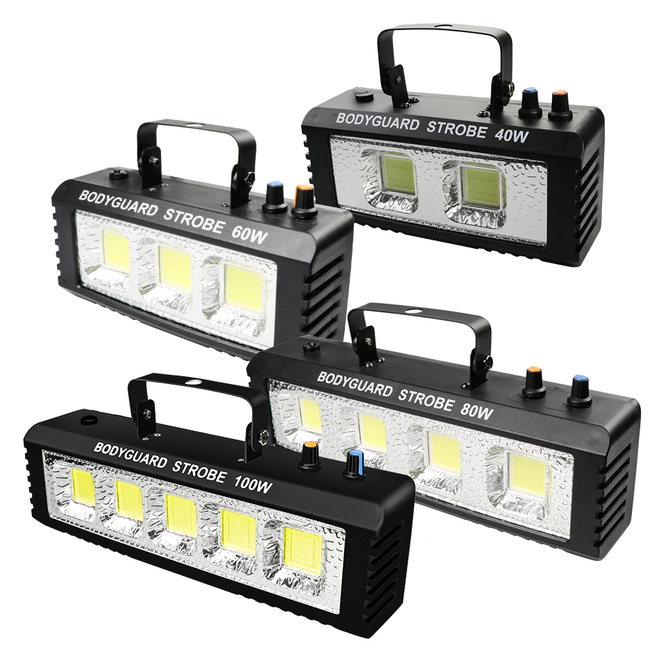 Lumières stroboscopiques pour DJ, blanc, RGB, 40W, 60W, 80W, 100W, avec télécommande, flash sonore, effet d\'éclairage pour scène, fête de mariage,