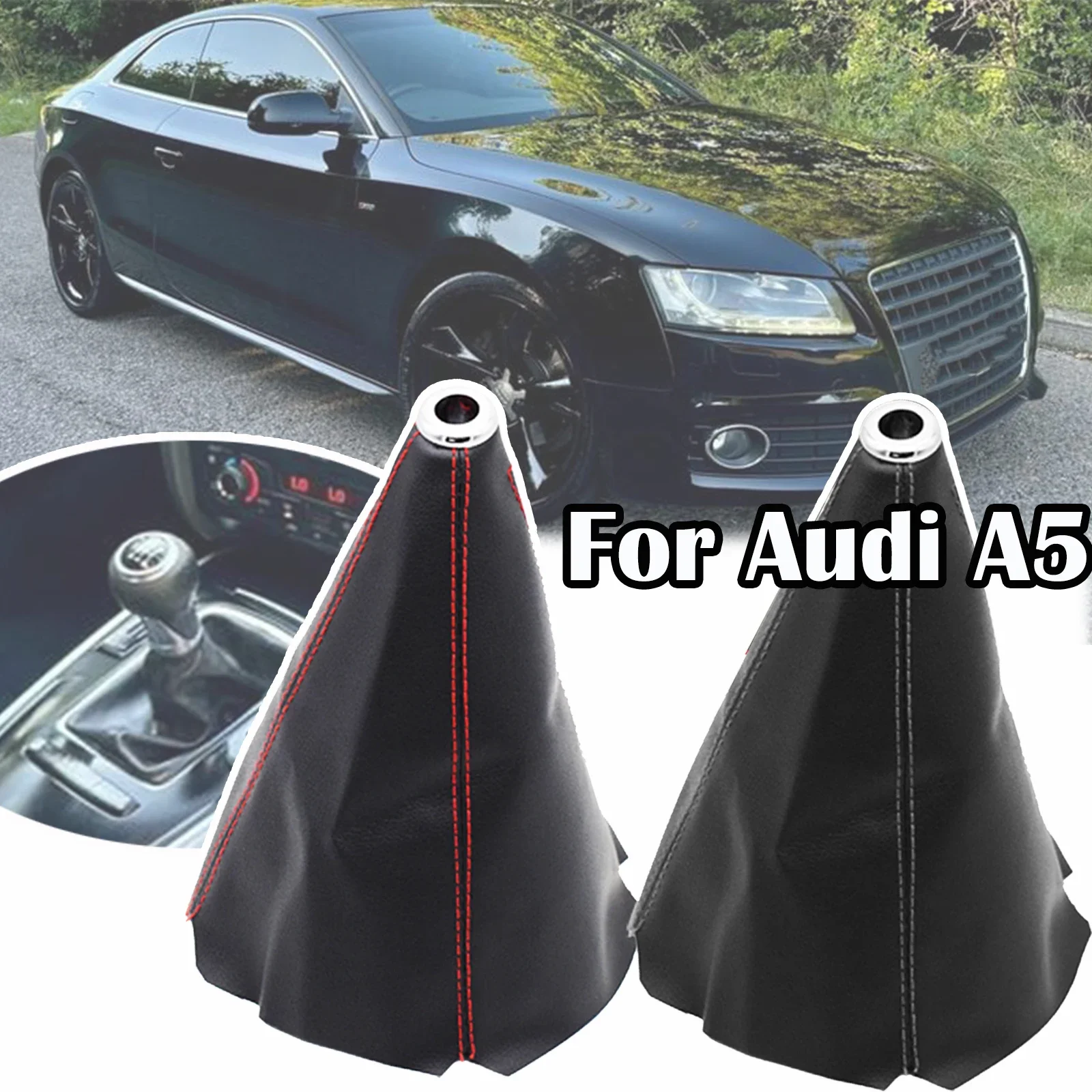 For Audi A5 2007 2008 2009 2010 2011 -2023 MT Gear Shift Knob Gaiter Leather Cover Collar Boot Protector Case Sleeve Car Styling