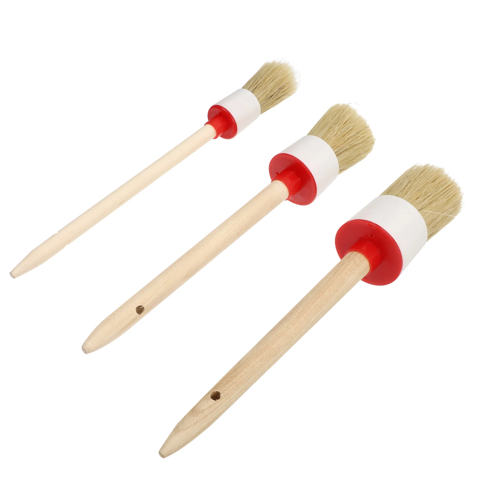 

3pcs /Set Pig Bristle Brush Round Head Wood Handle For Varnish Stain Plaster Art Household Cleaning Tools Bristle