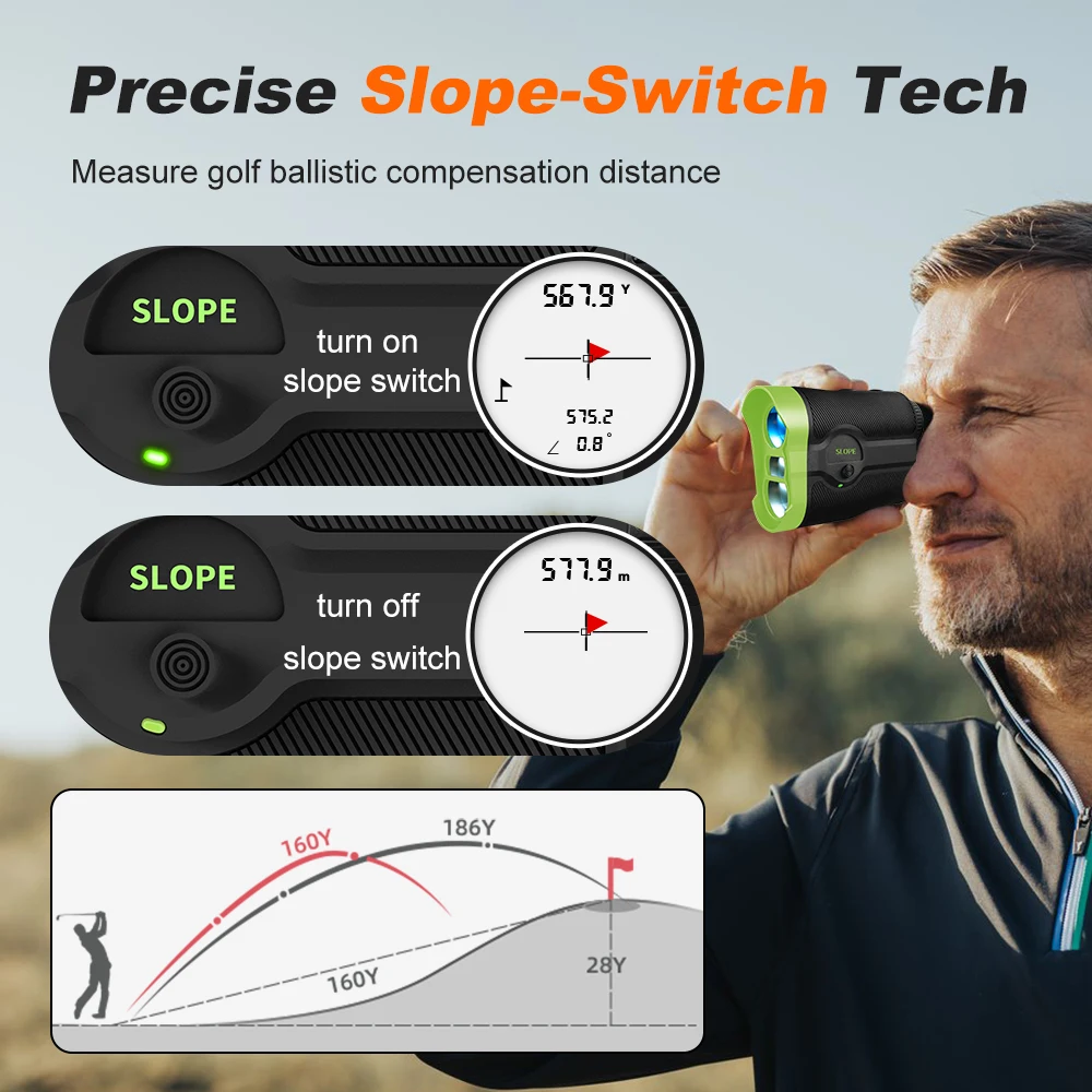 جهاز تحديد المدى بالليزر من Nohawk Golf مع مقياس مسافات منحدر قفل العلم، تلسكوب أحادي العين، مغناطيس شحن من النوع C #3