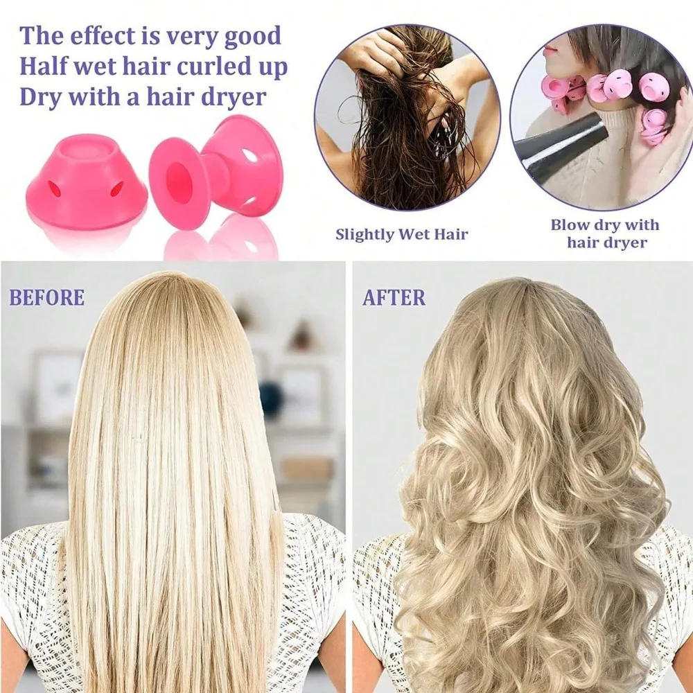 مجموعة قبعات ليلية لتجعيد الشعر بدون حرارة بدون حرارة، بكرات شعر كسول، ربطة رأس، بكرات شعر للنوم، عصابة رأس ناعمة، أدوات تصفيف الشعر #6