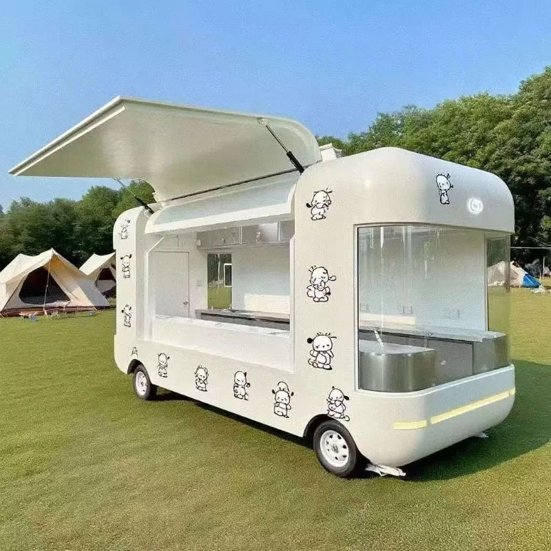 Modern Sturdy Mobile Catering Trailer With Complete Cooking Facilities For Commercial Snack Business