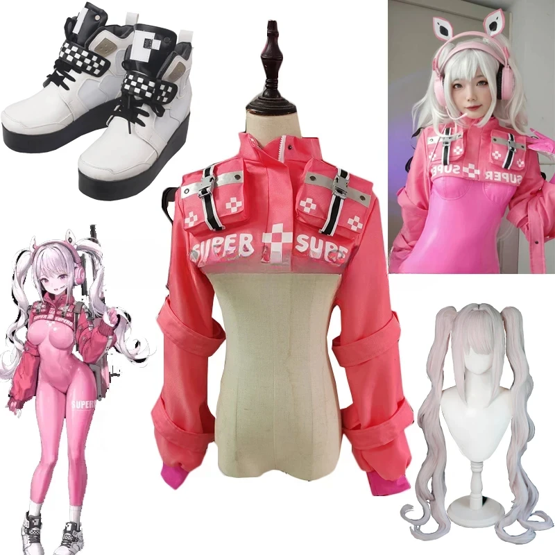 

NIKKE The Goddess of Victory Alice Cosplay Costume Pink Jacket Alice Pink Long Hair Halloween Carnival Uniforms Boots Shoes