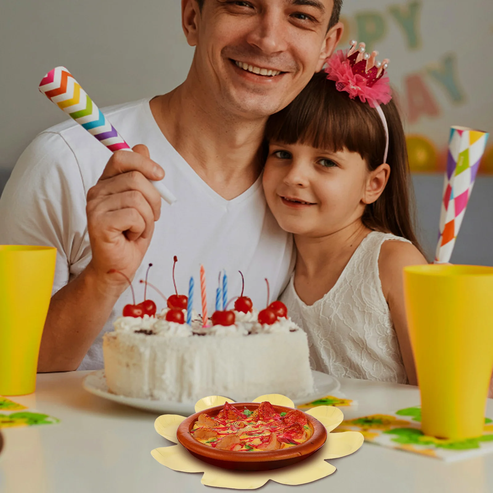 

40Pcs Flower Paper Plates Daisy Shape Vintage Floral Birthday Party Spring Tea Party Decorative Small Dessert Plates