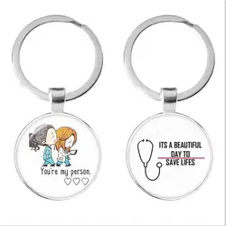 TV Gray Anatomy Cartoon Figure Keychain Cute Doctor Nurse Custom Photo Alloy Key Ring for Women Fans Bag Hanging Key Chain