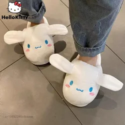 Sanrio Cinnamoroll pantofole in cotone per la casa con orecchie mobili Design di lusso scarpe basse morbide pantofole sfocate per interni da donna in cartone animato