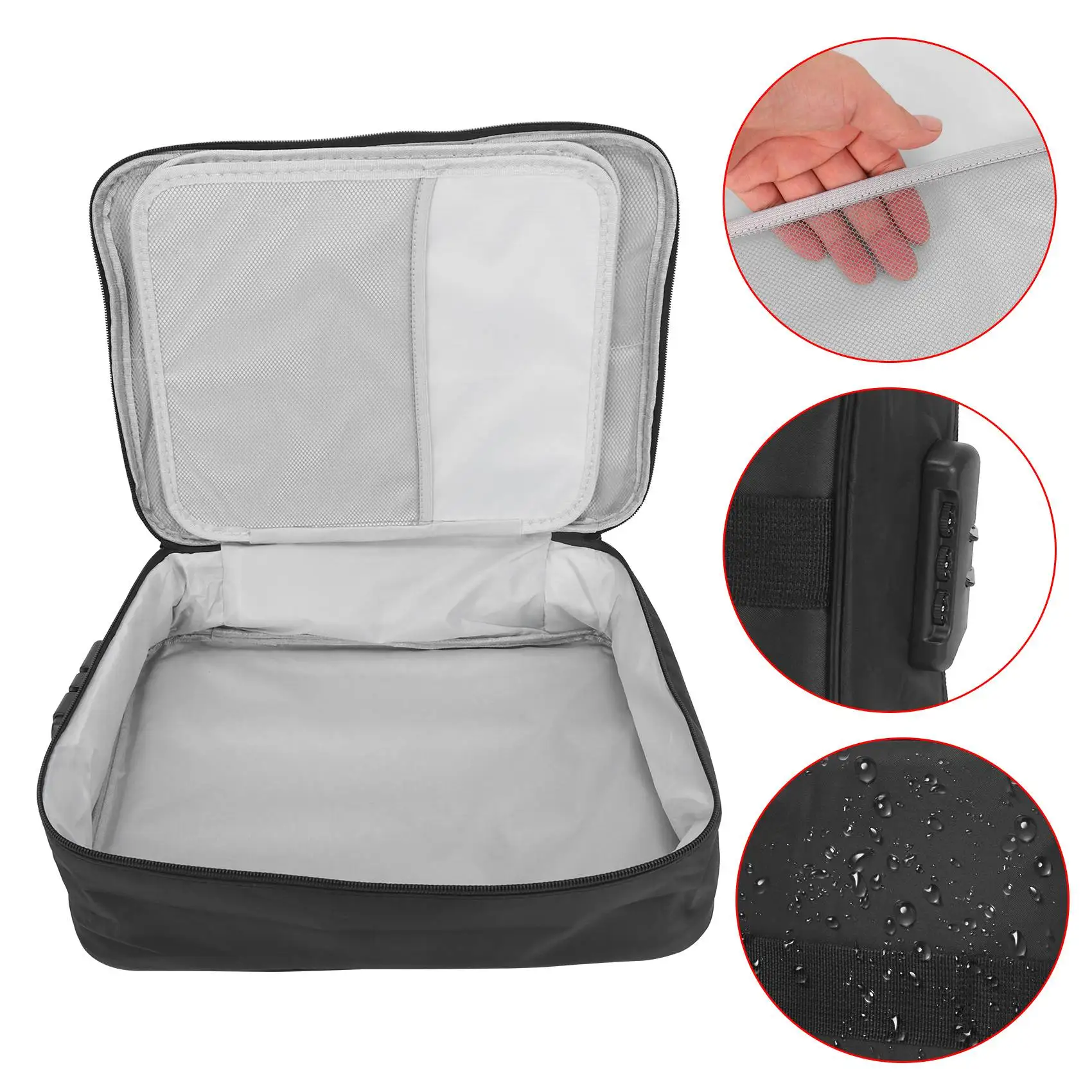 Suitable Important File Pocket Holder,Document Organizer Box,Oxford Waterproof Document Storage Bag With Safe Code Lock