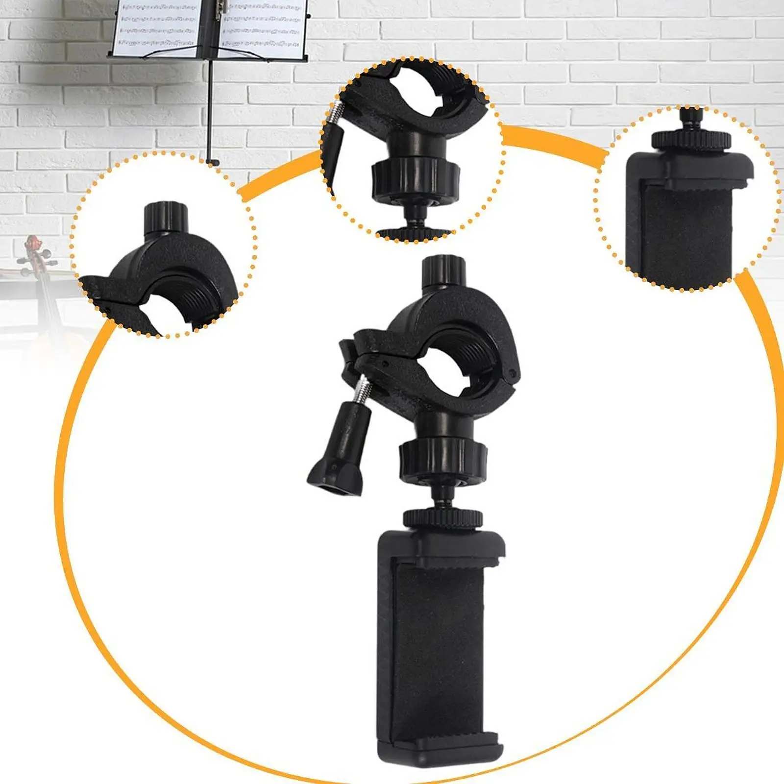 حامل ميكروفون حامل هاتف جبل معدات الآلات الموسيقية للبث المباشر المشبك ميكروفون حامل الموسيقى جبل الهاتف المرن #6