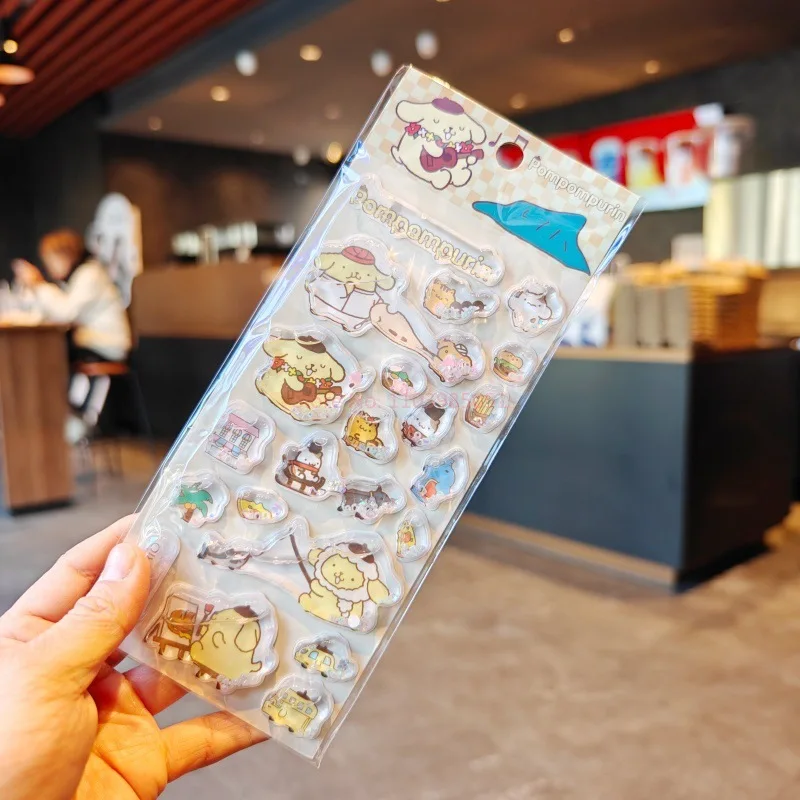1/8 Stück KT Melody 3D Shake Öl-Gefüllter Treibsand-Aufkleber DIY Handyhülle Wasserbecher Dekorativer Aufkleber Schüler-Geschenk