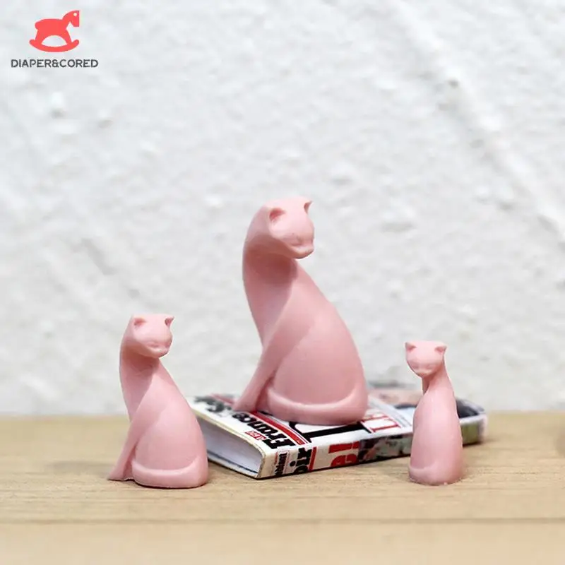 1set Dollhouse Miniature Plastic Cat Ornaments Doll House Simulation Animal Furniture Home Decoration Accessories