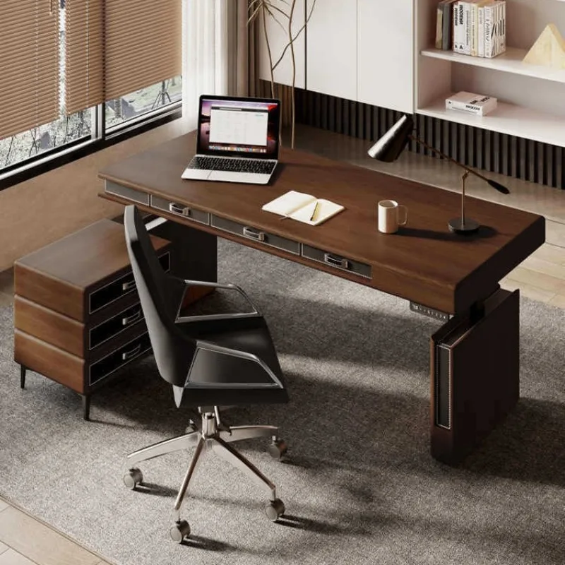 North American Black Walnut Solid Wood Electric Lifting Table StandingComputer Desk