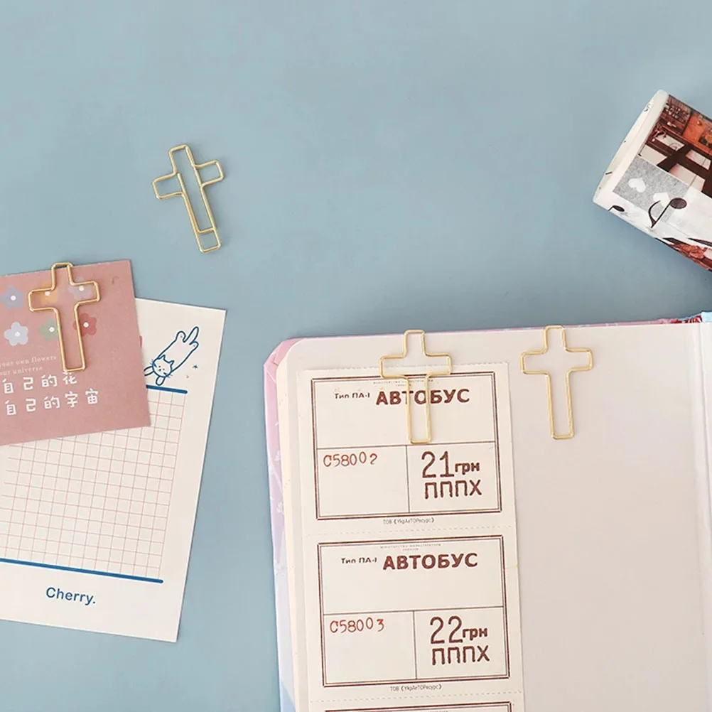 

40pcs Cross Shape Bible Paper Clips Metal Memo Clamps Document File Office Stationery Bookmark Envelope Holder Strong