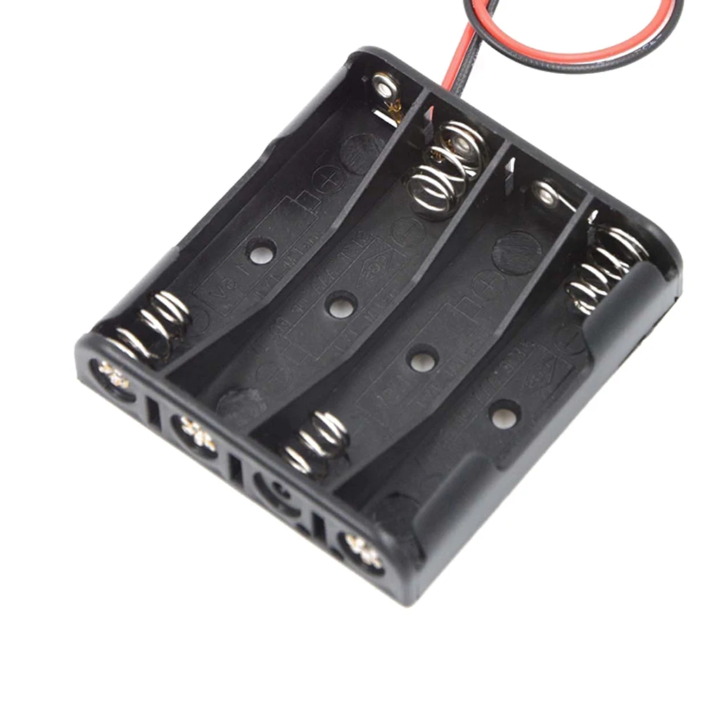 

6pcs Case Box for 4 AAA Batteries Spring Clip Design Black Leads Durable On Off Switch 1.5V Line Holder