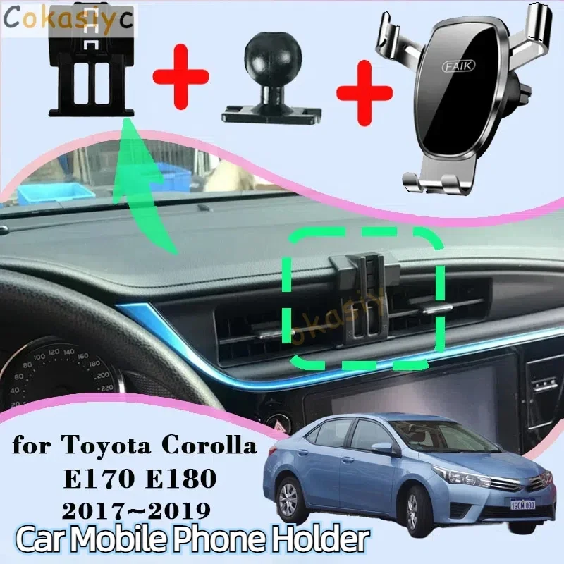 

Автомобильное крепление для Toyota Corolla E170 E180 2017 ~ 2019, вентиляционное отверстие, автоматический держатель для мобильного телефона, кронштейн для мобильного телефона, гравитационная подставка, аксессуары