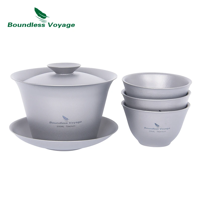 Boundless Voyage Titanium Gaiwan Kung Fu Tea Cup With Lid Double Walled Durable Tea Bowl With Cover Portable Tea Set Outdoor