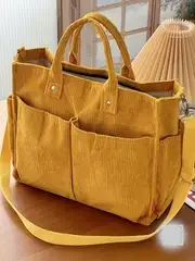 Cord-Umhängetasche Stilvolle Pendler-Schultertasche mit Mehreren Geräumigen Fächern Handtasche für Damen – Detail 25