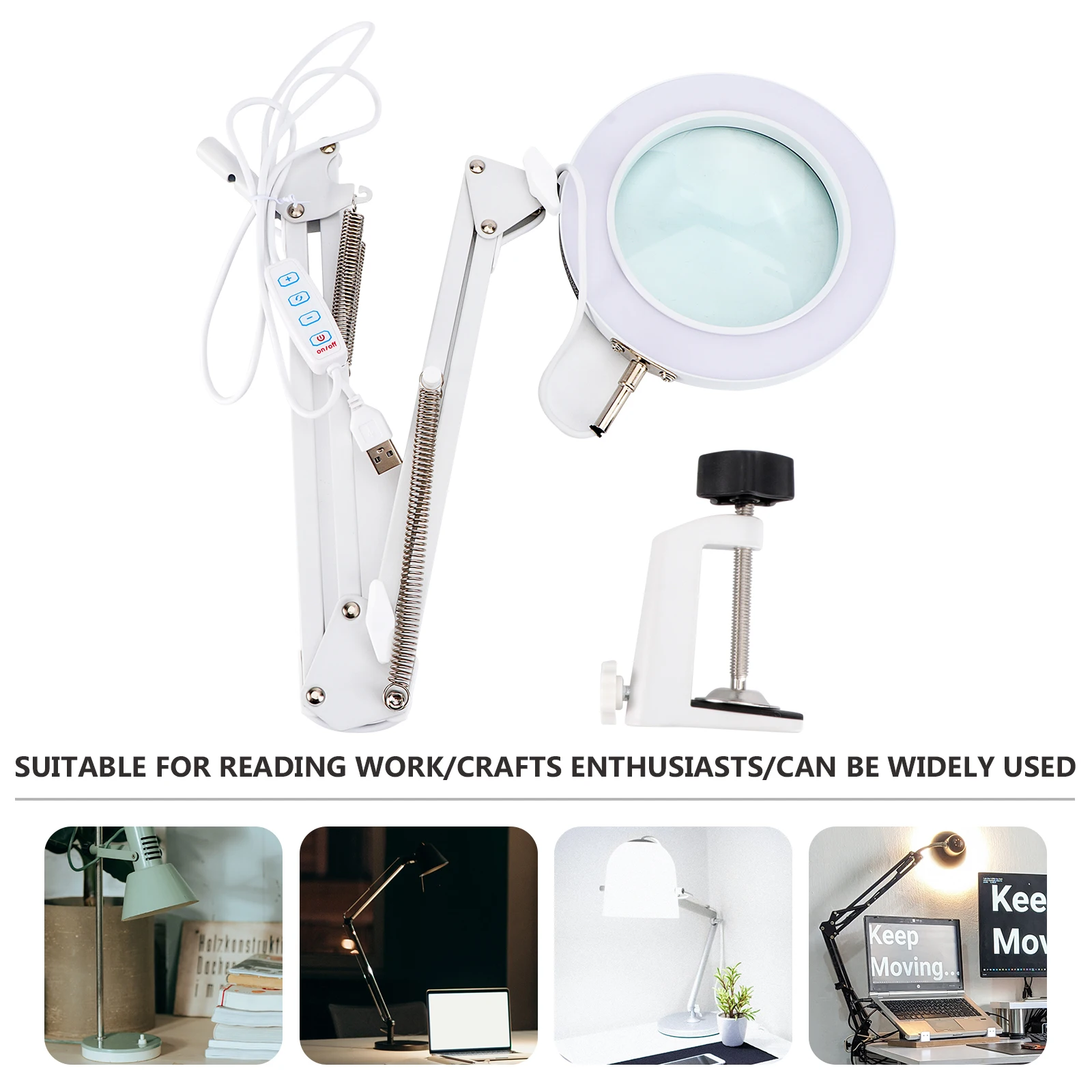

Magnifier Lamp 22cm Arm 3 Color Temps 11 Brightness Levels Glass Mirror Lighting Skin Care Desktop Night Light