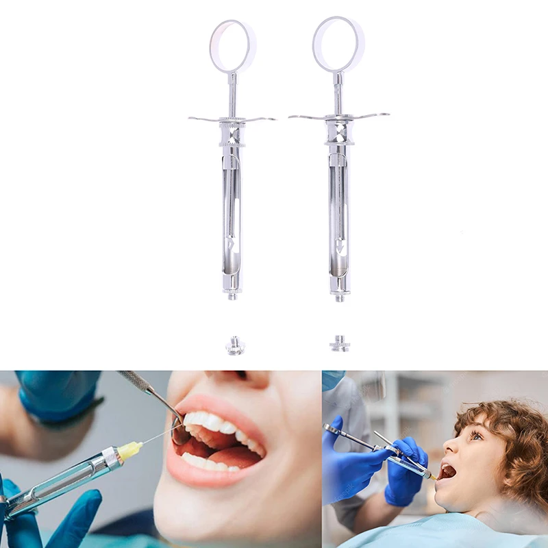 Dental injection syringe Stainless Steel Dental Aspirating Syringe Dentist Surgical Instrument 1.8ML Lab Equipment