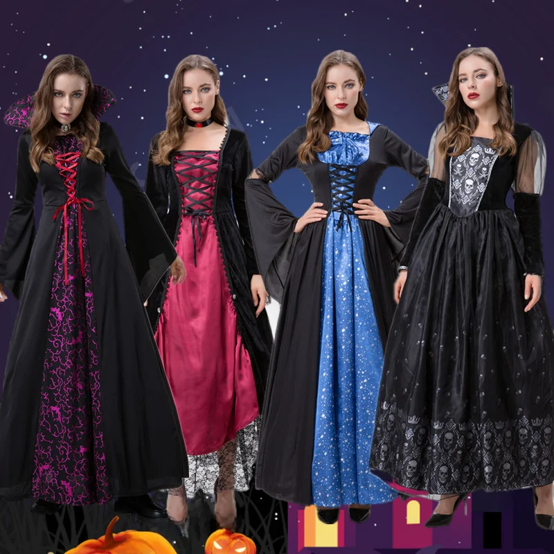 

Gothic Sle Game orm Devil Witch Adult Performance Costume loween Bla Red Court Demon Fem Witch Costume