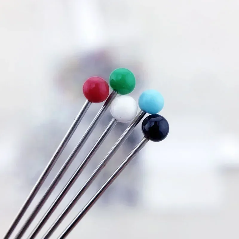 100Pcs/Box Colorful Round Glass Head Pins Stitch Straight Push Positioning Needles Sewing Accessoires for Dressmaking DIY Tools