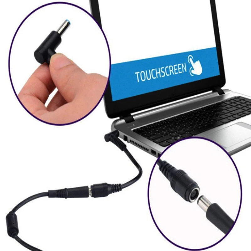 DC Power Adapter 7.4x5.0mm To 4.5x3.0mm Converter Charger For HP Laptop Stream Spectre Pavilion Envy Elitebook Split Chrome