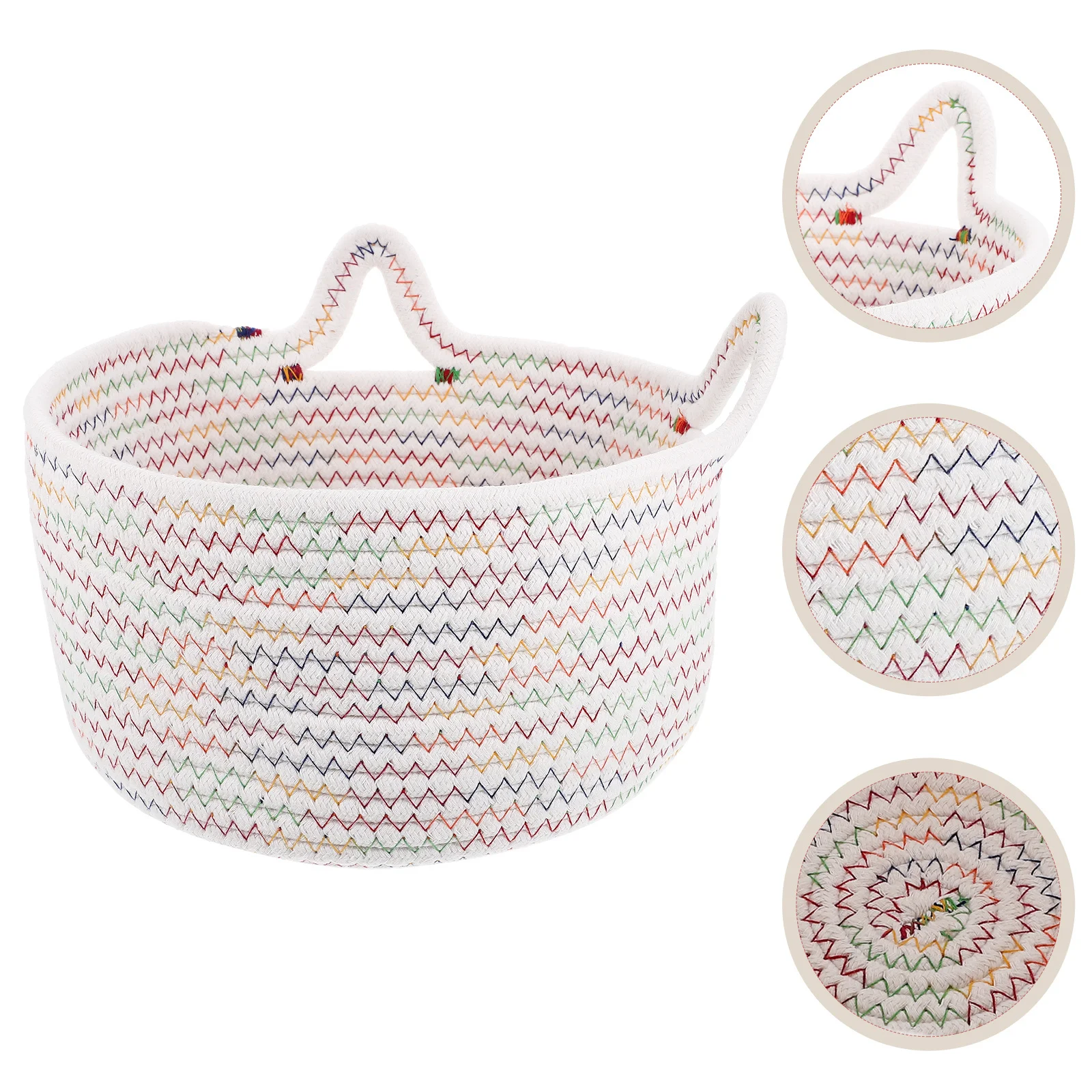 

Woven Cotton Rope Storage Basket Large Cat Ear Design Sundries Organizer Bedroom Storage Holder Decorative Woven Basket
