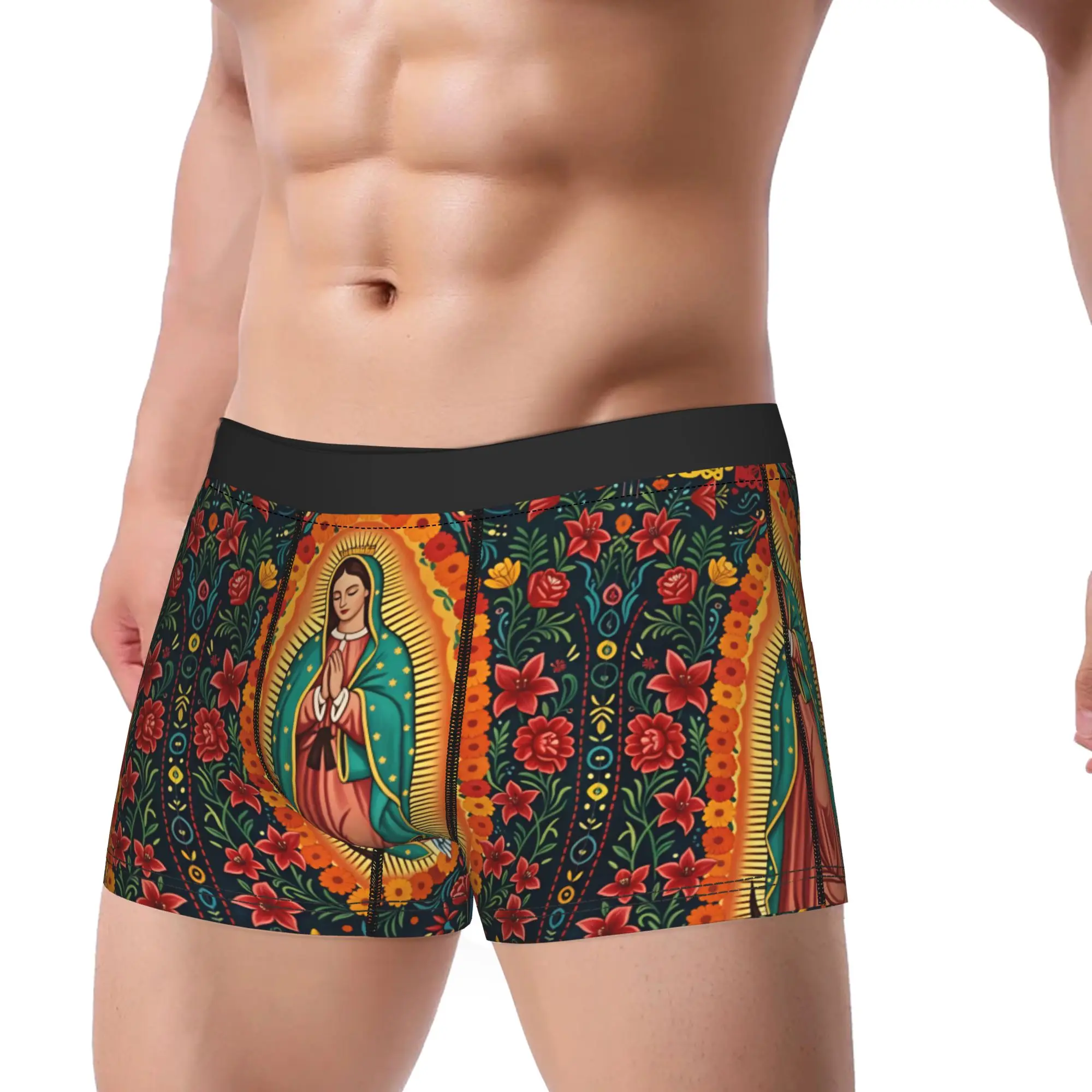 Our Lady Of Guadalupe Virgin Mary Catholic Mexic Underwear Boxer Shorts Hot Sale Men's Underpants Breathable Shorts Briefs Gift