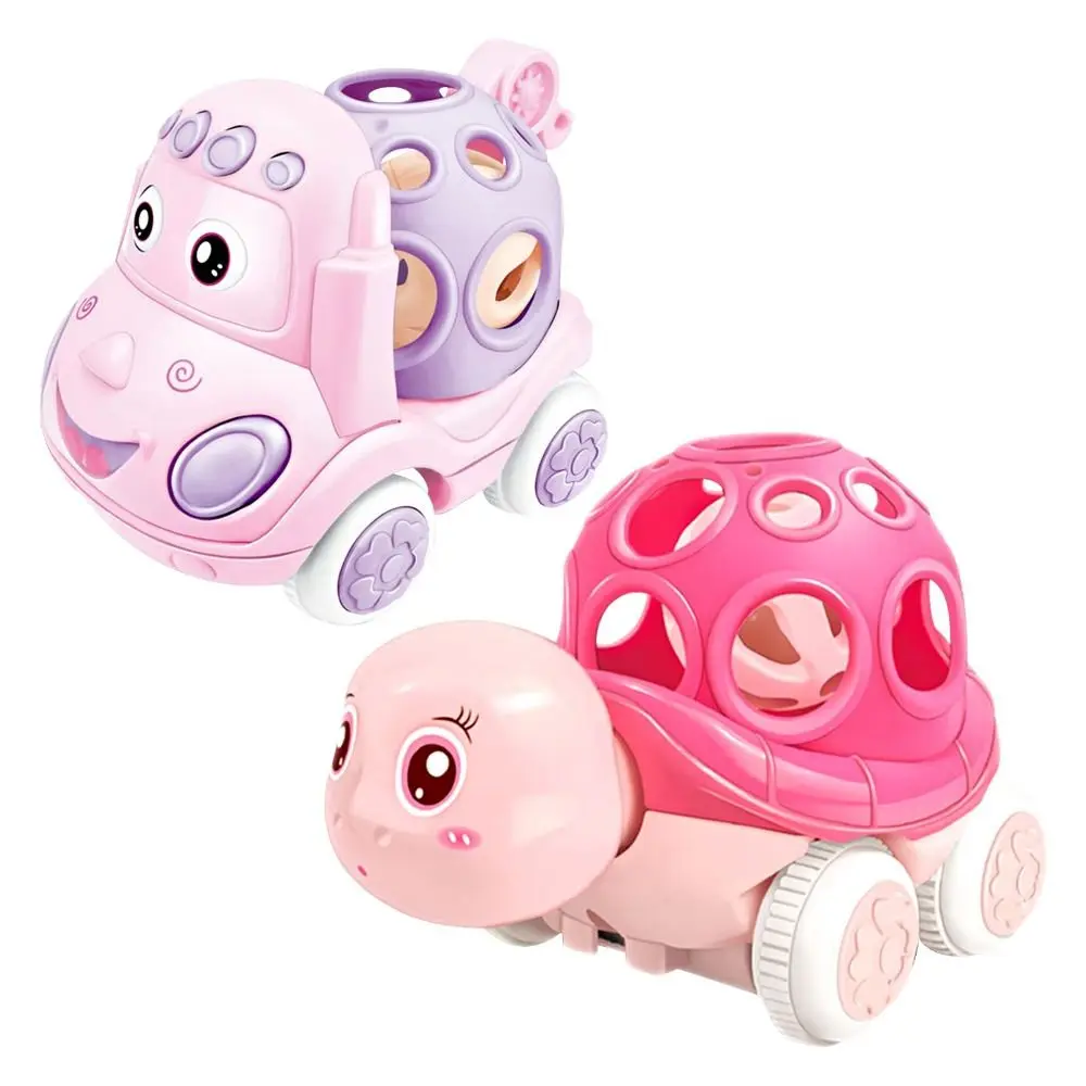 Nuevo coche de juguete de goma suave para bebé Press and Go, sonajero de dibujos animados, coches enrollables, regalo, coche extraíble de inercia alimentado por fricción para 1-3 años