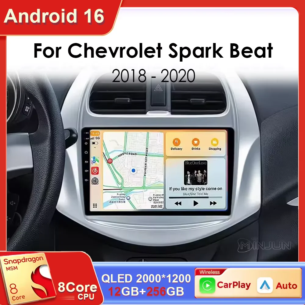 Android 16 para Chevrolet Spark Beat 2018 2019 2020, Android Auto inalámbrico, Carplay, DSP, 4G, estéreo, Multimedia, Bluetooth, Autoradio