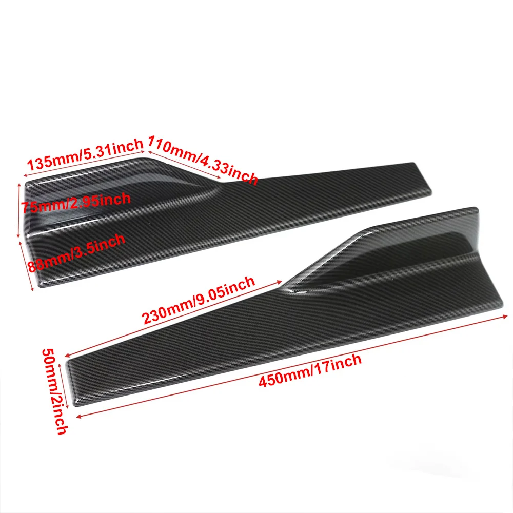 2Pcs/Set Universal Car Hight Quality ABS Shiny Water Printer Carbon 45cm Side Skirts Balck Wide Body Splitters Kit Modified Side